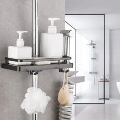 Merkloos Douchestang Opbergrek - Zonder Boren - Luxe - Zwart - Shampoohouder - Zeephouder - Opbergrek - Douche - Douchegelhouder -Badkamerartikelen Winkel 1200x1200 1987