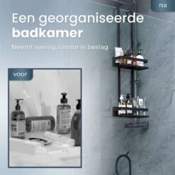 Merkloos Doucherek Zonder Boren Zwart - 30 Dagen Uitproberen -Doucherek Hangend - Badkamer Accessoires - RVS - 2 Laags -Badkamerartikelen Winkel 1200x1200 1991