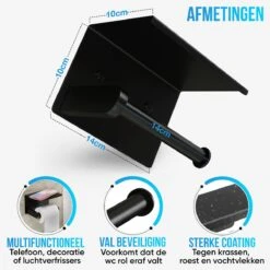 Strex WC Rolhouder Met Plankje - Zwart - Zelfklevend / Boren / Zonder Boren - Toiletrolhouder - WC Papier Houder -Badkamerartikelen Winkel 1200x1200 2