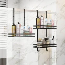 Merkloos Stainless Doucherek Zonder Boren - Douche- En Badrekje - Doucherek Zwart - Doucherek Hangend - Badkamer Accessoires - RVS - 2 Laags -Badkamerartikelen Winkel 1200x1200 2008