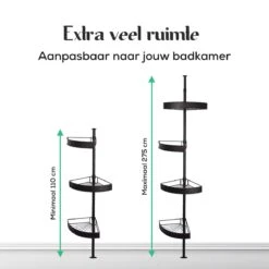 Avint Goods Telescopisch Doucherek Zonder Boren – 4 Laags Badkamerrek Staand – Douche Rek Hoekrek – Zwart -Badkamerartikelen Winkel 1200x1200 2016