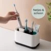 Merkloos Tandenborstelhouder Vrijstaand - Badkamer Organizer Met Lekbak - Badkamer Accessoires - 6 Sorteervakken - Tandenborstel - Wit Met Zwart -Badkamerartikelen Winkel 1200x1200 2089