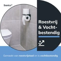 Sanics WC Rolhouder Zwart – Toiletrolhouder Zonder Boren – Met Plankje - Zelfklevend - RVS -Badkamerartikelen Winkel 1200x1200 212