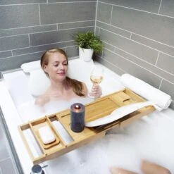 LifeGoods Badplank - Uitschuifbaar - Voor In Bad - 74.5 Tot 108.5 Cm - Met Houder - Hout -Badkamerartikelen Winkel 1200x1200 2150