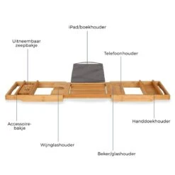 LifeGoods Badplank - Uitschuifbaar - Voor In Bad - 74.5 Tot 108.5 Cm - Met Houder - Hout -Badkamerartikelen Winkel 1200x1200 2151