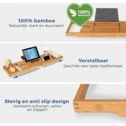 LifeGoods Badplank - Uitschuifbaar - Voor In Bad - 74.5 Tot 108.5 Cm - Met Houder - Hout -Badkamerartikelen Winkel 1200x1200 2154