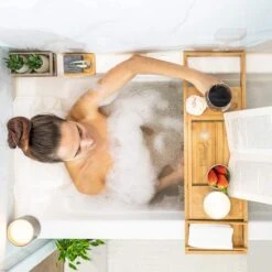 SWILIX ® Badplank - Uitschuifbaar - Voor In Bad - 71 Tot 108 Cm - Met Houder - Hout -Badkamerartikelen Winkel 1200x1200 2219