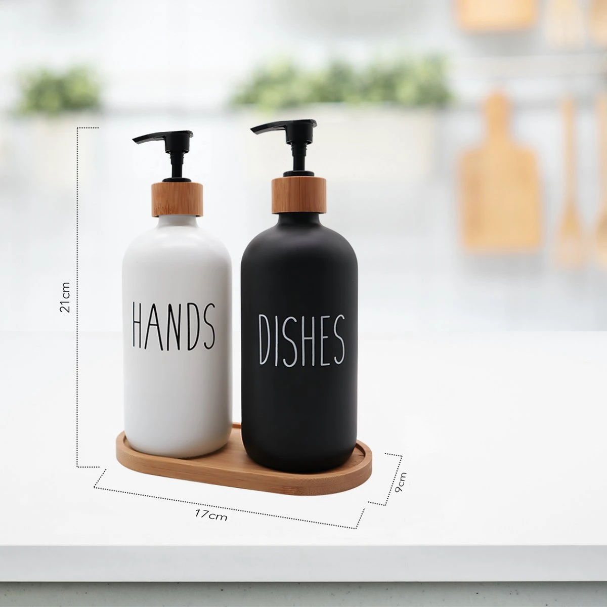 MAESON Glazen Zeepdispener Set Voor Handzeep En Afwasmiddel – Zeeppompje Keuken – Keukenaccesoires - Zwart/Wit 5 MAESON Glazen Zeepdispener Set Voor Handzeep En Afwasmiddel – Zeeppompje Keuken – Keukenaccesoires - Zwart/Wit - Afbeelding 3