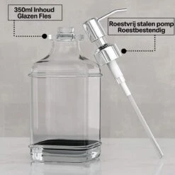 Wonix® - Zeepdispenser - Zeeppompje - Transparant Glas - RVS Pompkop - Met Stickers - 350ml - 2 Stuks -Badkamerartikelen Winkel 1200x1200 2318