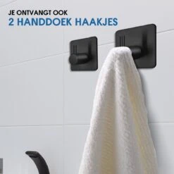 Toiletrolhouder Met Telefoonhouder - Zelfklevend / Boren / Zonder Boren - Incl. Handdoekhaakjes - WC Rolhouder - Zwart -Badkamerartikelen Winkel 1200x1200 268