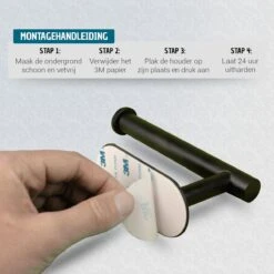 Vannons - Toiletrolhouder - WC Rolhouder Zwart Zonder Boren - Zelfklevend - WC Rol Houder RVS - Zwart -Badkamerartikelen Winkel 1200x1200 32