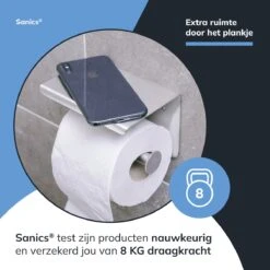 Sanics WC Rolhouder Zilver – Toiletrolhouder Zonder Boren – Met Plankje - Zelfklevend - RVS -Badkamerartikelen Winkel 1200x1200 406