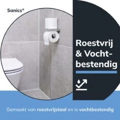 Sanics WC Rolhouder Zilver – Toiletrolhouder Zonder Boren – Met Plankje - Zelfklevend - RVS -Badkamerartikelen Winkel 1200x1200 410