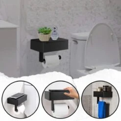 Toiletrolhouder - Plankje & Bakje - Planchet Opbergruimte - WC Rolhouder - Zelfklevend Of Borend - RVS - Waterbestendig - Rheme -Badkamerartikelen Winkel 1200x1200 46