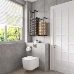 SaniDreams Carbon Handdoekenrek L Zwart - Staal - 90x25x20cm -Badkamerartikelen Winkel 1200x1200 460