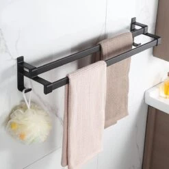 Merkloos Cgoods Handdoekrek Dubbele Stang Zonder Boren - Handdoekrek Badkamer - Handdoekhouder - Handdoekstang - 60CM -Badkamerartikelen Winkel 1200x1200 485