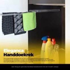 Eleganca Handdoekrek – Handdoekhouder – Handoekstang – Ideaal Voor In Keukenkastjes – Uittrekbaar – 39cm Tot 50cm – 3 Armen – Handdoekrek Badkamer – Inclusief Bevestigingsmateriaal – Handdoekhouder Keuken – Zilver -Badkamerartikelen Winkel 1200x1200 488