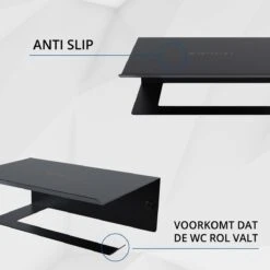 Westerhof Premium Wc Rolhouder Zwart Zonder Boren - Met Plankje - 3M Plakstrip En Schroef Set -Badkamerartikelen Winkel 1200x1200 49