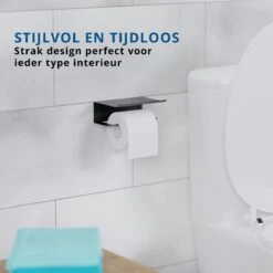 Westerhof Premium Wc Rolhouder Zwart Zonder Boren - Met Plankje - 3M Plakstrip En Schroef Set -Badkamerartikelen Winkel 1200x1200 50