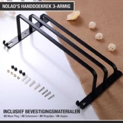 Nolad® Handdoekrek 3-armig - Handdoekhouder - Handdoekenrek - Zwart -Badkamerartikelen Winkel 1200x1200 516