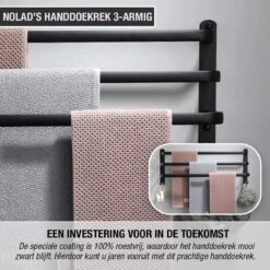 Nolad® Handdoekrek 3-armig - Handdoekhouder - Handdoekenrek - Zwart -Badkamerartikelen Winkel 1200x1200 518