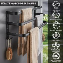Nolad® Handdoekrek 3-armig - Handdoekhouder - Handdoekenrek - Zwart -Badkamerartikelen Winkel 1200x1200 519