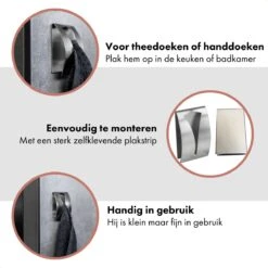 QUVIO Handdoek Houder RVS - Handdoek Of Theedoek Klem Met Plakstrip Voor In Keuken, Badkamer, Toilet Of Bijkeuken - Strak Design En Geen Schroeven Nodig - Staal - Klem - Theedoek -Badkamerartikelen Winkel 1200x1200 544