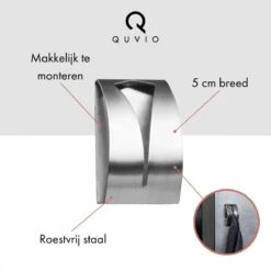 QUVIO Handdoek Houder RVS - Handdoek Of Theedoek Klem Met Plakstrip Voor In Keuken, Badkamer, Toilet Of Bijkeuken - Strak Design En Geen Schroeven Nodig - Staal - Klem - Theedoek -Badkamerartikelen Winkel 1200x1200 548