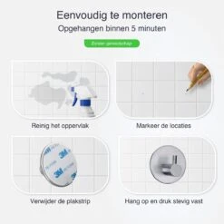 4x Handdoekhaakjes (Zelfklevend) Van RVS Zilver – Zelfklevende Haakjes – Wandhaak – Handdoekhouder – Ophanghaken Voor Keuken Of Badkamer (Accessoires) -Badkamerartikelen Winkel 1200x1200 552