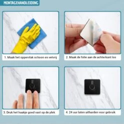 Vannons - Handdoekhaakjes - Zelfklevende Haakjes - Set Van 6 Haakjes - RVS - Zwart -Badkamerartikelen Winkel 1200x1200 566