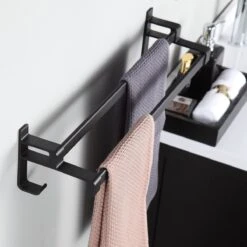 Handdoekrek Dubbele Stang Zonder Boren - Handdoekrek Badkamer - Handdoekhouder - Handdoekstang - Zelfklevend - 60CM - Gratis Handdoek -Badkamerartikelen Winkel 1200x1200 569