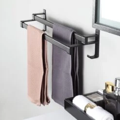 Handdoekrek Dubbele Stang Zonder Boren - Handdoekrek Badkamer - Handdoekhouder - Handdoekstang - Zelfklevend - 60CM - Gratis Handdoek -Badkamerartikelen Winkel 1200x1200 571