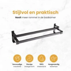 Handdoekrek Dubbele Stang Zonder Boren - Handdoekrek Badkamer - Handdoekhouder - Handdoekstang - Zelfklevend - 60CM - Gratis Handdoek -Badkamerartikelen Winkel 1200x1200 573