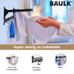 Baulk® - Droogrek – Handdoekrek – Droogrek Hangend – Inklapbaar - Badkamer – RVS – Zwart – Modern – Dutch Design -Badkamerartikelen Winkel 1200x1200 579