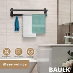 Baulk® - Droogrek – Handdoekrek – Droogrek Hangend – Inklapbaar - Badkamer – RVS – Zwart – Modern – Dutch Design -Badkamerartikelen Winkel 1200x1200 580