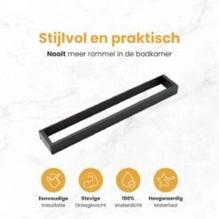 Home4u® - Handdoekrek Badkamer - Handdoekstang - Handdoekenrek Badkamer - 40CM - Zelfklevend -Badkamerartikelen Winkel 1200x1200 585