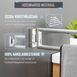 Nolad® Handdoekrek 2 Armig - Handdoekhouder - Handdoekenrek - RVS - Chroom -Badkamerartikelen Winkel 1200x1200 595