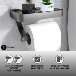 Tolussa Premium WC Rolhouder Zwart Met Plankje - Toiletrolhouder Zwart Met Plankje - Met En Zonder Boren 19 Tolussa Premium WC Rolhouder Zwart Met Plankje - Toiletrolhouder Zwart Met Plankje - Met En Zonder Boren -Badkamerartikelen Winkel 1200x1200 63