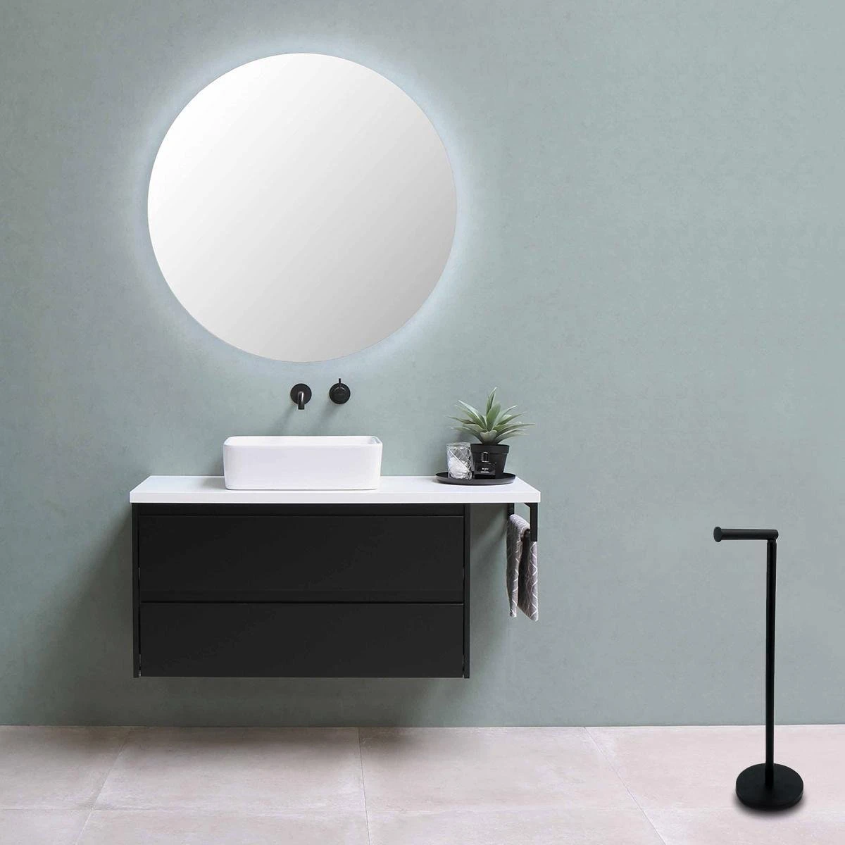 MM Brands WC Rolhouder - Toiletrol Houder Staand - WC Papier Rollenhouder Zonder Boren - Zwart 9 MM Brands WC Rolhouder - Toiletrol Houder Staand - WC Papier Rollenhouder Zonder Boren - Zwart - Afbeelding 7