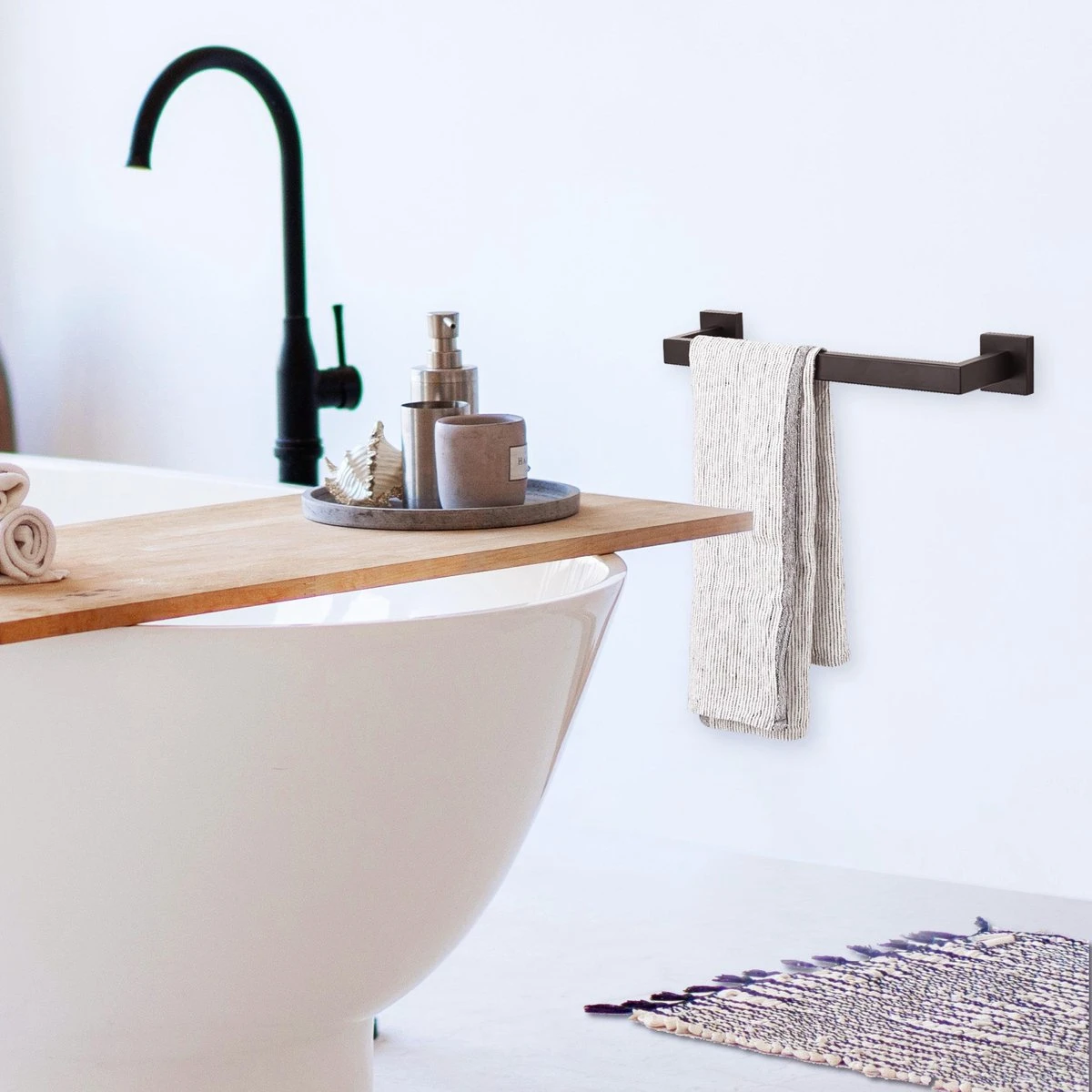 Handdoekrek - RVS - Badkameraccessoires - Keukenaccessoires - Mat Zwart - 40 Cm 8 Handdoekrek - RVS - Badkameraccessoires - Keukenaccessoires - Mat Zwart - 40 Cm - Afbeelding 6