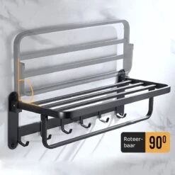 Handdoekrek – Handdoekenrek Badkamer – Badkamerrek – Doucherek – Handdoekhouder – Handdoekrek Badkamer – 60cm – Zwart -Badkamerartikelen Winkel 1200x1200 710