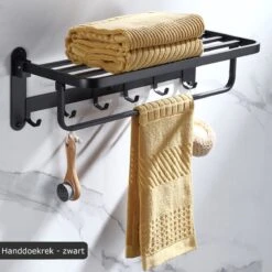 Handdoekrek – Handdoekenrek Badkamer – Badkamerrek – Doucherek – Handdoekhouder – Handdoekrek Badkamer – 60cm – Zwart -Badkamerartikelen Winkel 1200x1200 711