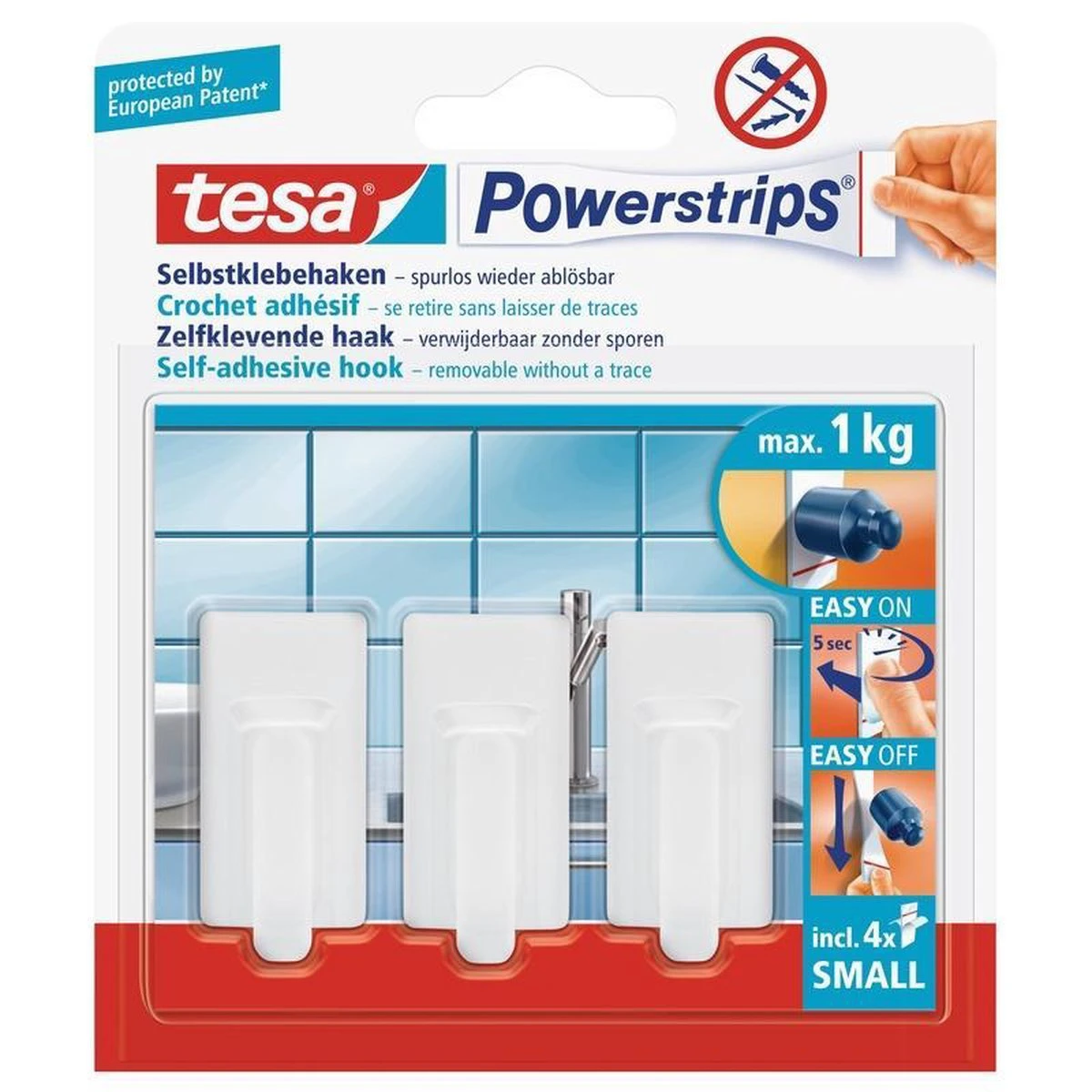 Tesa Powerstrips Haken Small - Wit - 3 Stuks 3 Tesa Powerstrips Haken Small - Wit - 3 Stuks