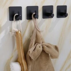 Merkloos Handdoekhaak Set Van 4 Stuks Zonder Boren RVS Zwart Vierkant Zelfklevend Badjas Theedoek Hanger Keuken Badkamer Handdoek Haakjes -Badkamerartikelen Winkel 1200x1200 722