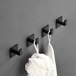 Stål Handdoekhaakjes Zelfklevend Zwart - Vierkant - 4 Stuks -Badkamerartikelen Winkel 1200x1200 737