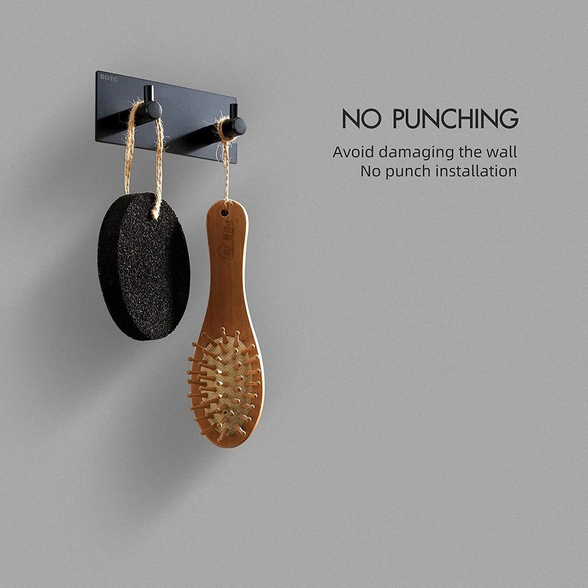 BOTC Handdoekhouder RVS - Handdoekhaakjes 2 In 1 RVS Zelfklevend - Rechthoekig Handdoek Haakjes - Handdoekhaak - Zwart 4 BOTC Handdoekhouder RVS - Handdoekhaakjes 2 In 1 RVS Zelfklevend - Rechthoekig Handdoek Haakjes - Handdoekhaak - Zwart - Afbeelding 2