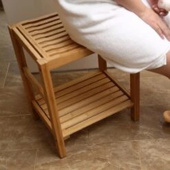 Merkloos Decopatent® Bamboe Handoekenrek - Badkamer Bankje - Houten Handdoeken Rek - Bank Voor In Badkamer - Badkamerkruk - Badkamerstoel -Badkamerartikelen Winkel 1200x1200 814