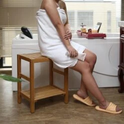 Merkloos Decopatent® Bamboe Handoekenrek - Badkamer Bankje - Houten Handdoeken Rek - Bank Voor In Badkamer - Badkamerkruk - Badkamerstoel -Badkamerartikelen Winkel 1200x1200 815