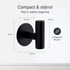 EAVY 2 Stuks Zelfklevende Handdoekhaakjes - Handdoekhouders - Plakhaakjes - Zwart -Badkamerartikelen Winkel 1200x1200 828