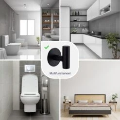 EAVY 2 Stuks Zelfklevende Handdoekhaakjes - Handdoekhouders - Plakhaakjes - Zwart -Badkamerartikelen Winkel 1200x1200 832